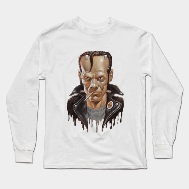 1950's Greaser Frankenstein Long Sleeve T-Shirt by Paul_Abrams